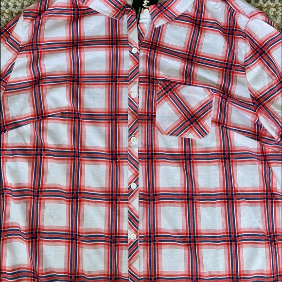 Doublju 3XL Red, White, and Blue Plaid Long Sleeve Shirt - Picture 11 of 11